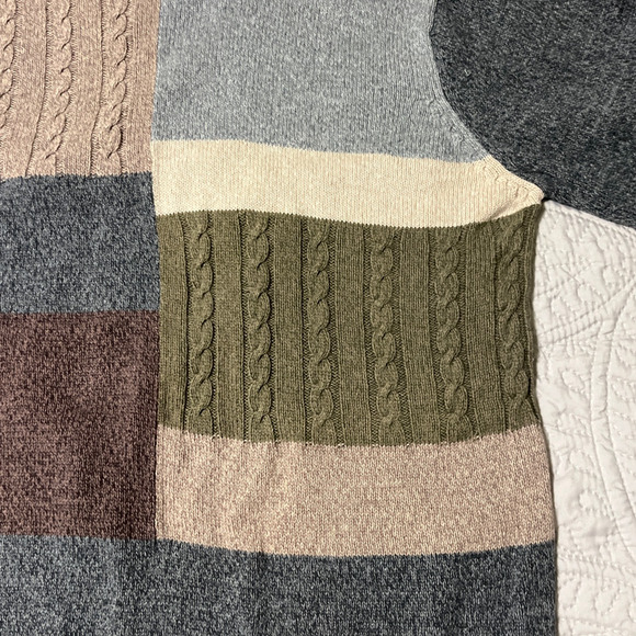 Geoffrey Bean Vintage 90s Pullover Sweater XL Colorblock Cable Knit Grandpa - Picture 7 of 10